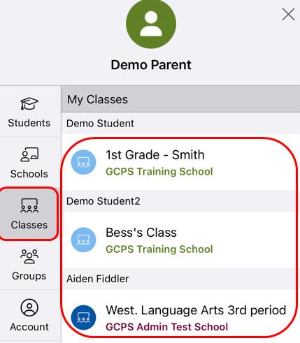Changing class view in the app